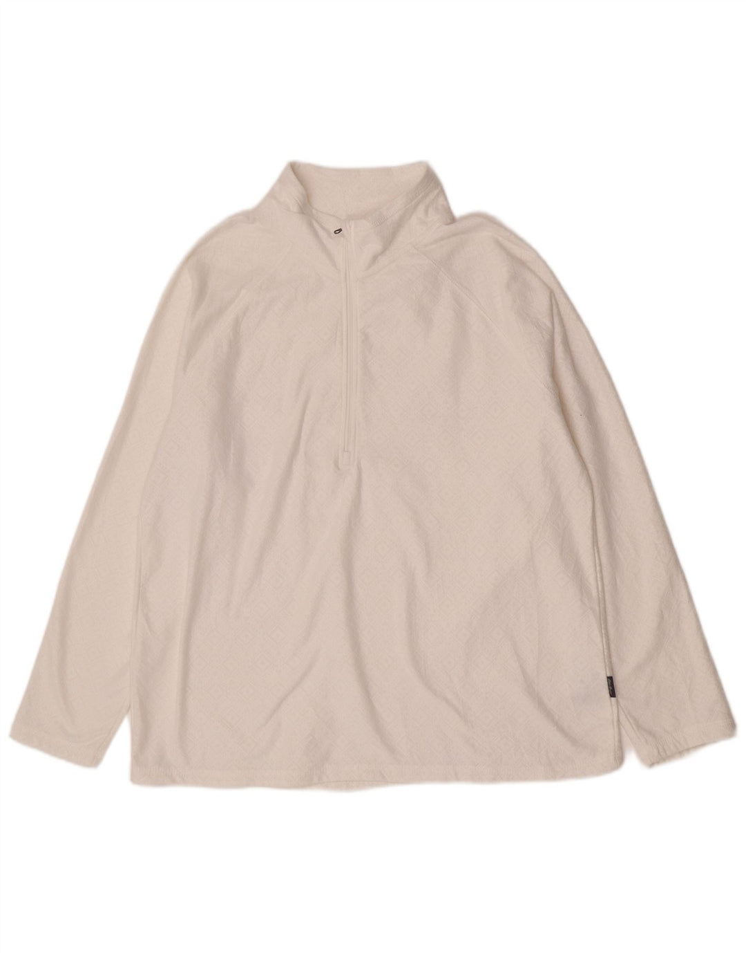 Γυναικεία φόρμα πουλόβερ με φερμουάρ Eddie Bauer Top UK 18 XL Λευκή γεωμετρική