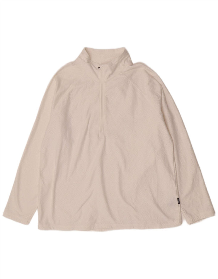 Γυναικεία φόρμα πουλόβερ με φερμουάρ Eddie Bauer Top UK 18 XL Λευκή γεωμετρική