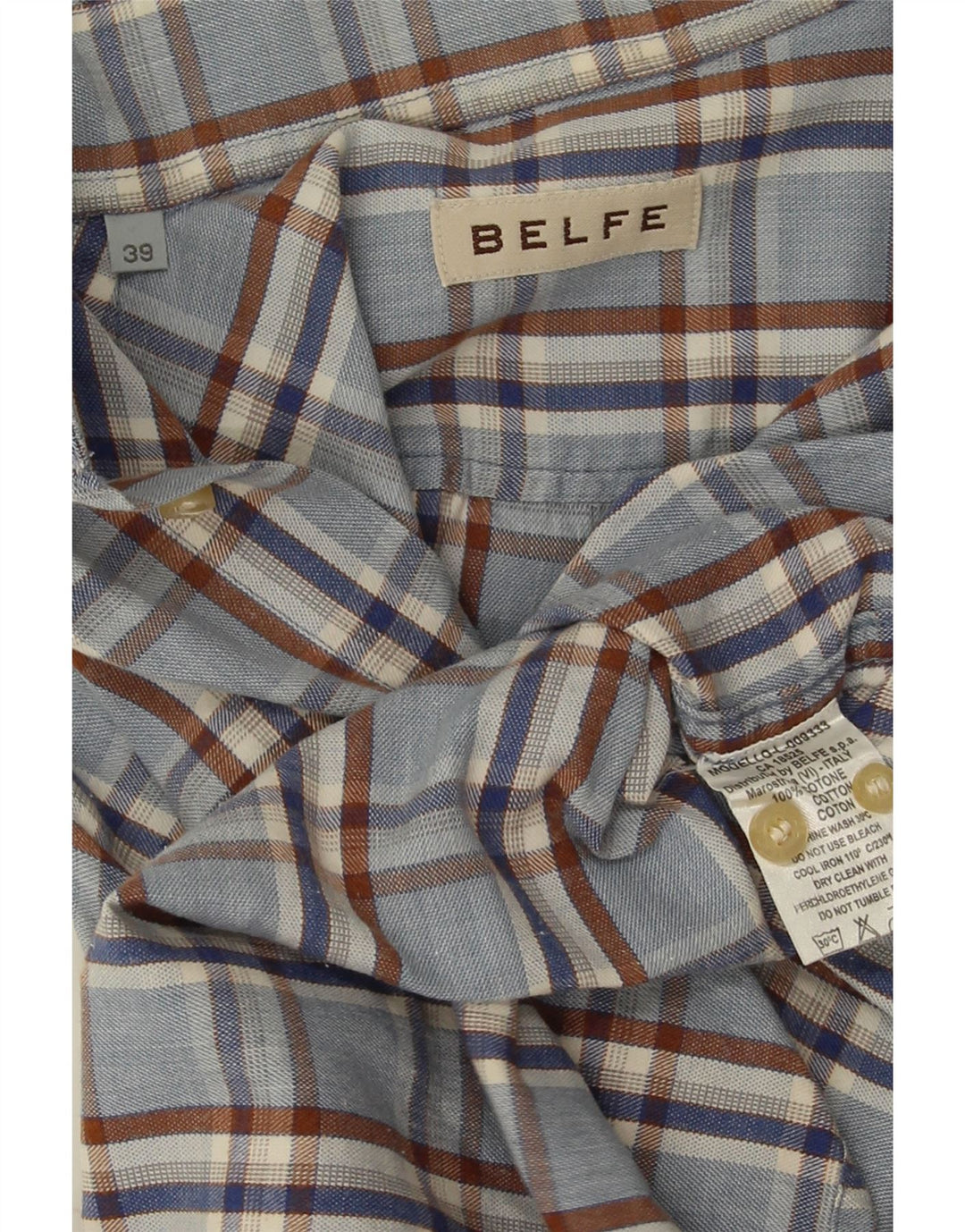 Ανδρικό πουκάμισο Belfe νούμερο 39 Medium Blue Check Cotton