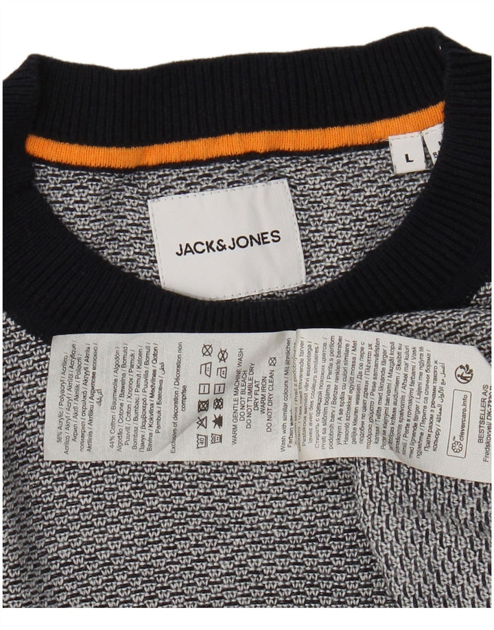 JACK & JONES Ανδρικό πουλόβερ με λαιμόκοψη μεγάλο γκρι ακρυλικό