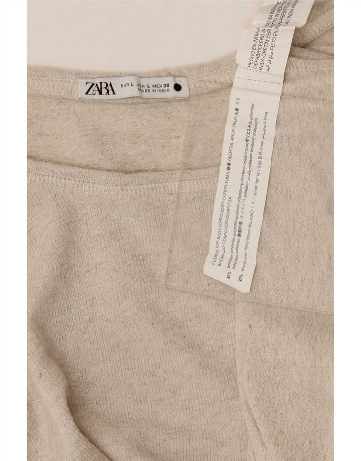 Zara Γυναικεία Μπλούζα Τοπ UK 16 Large Beige Polyester