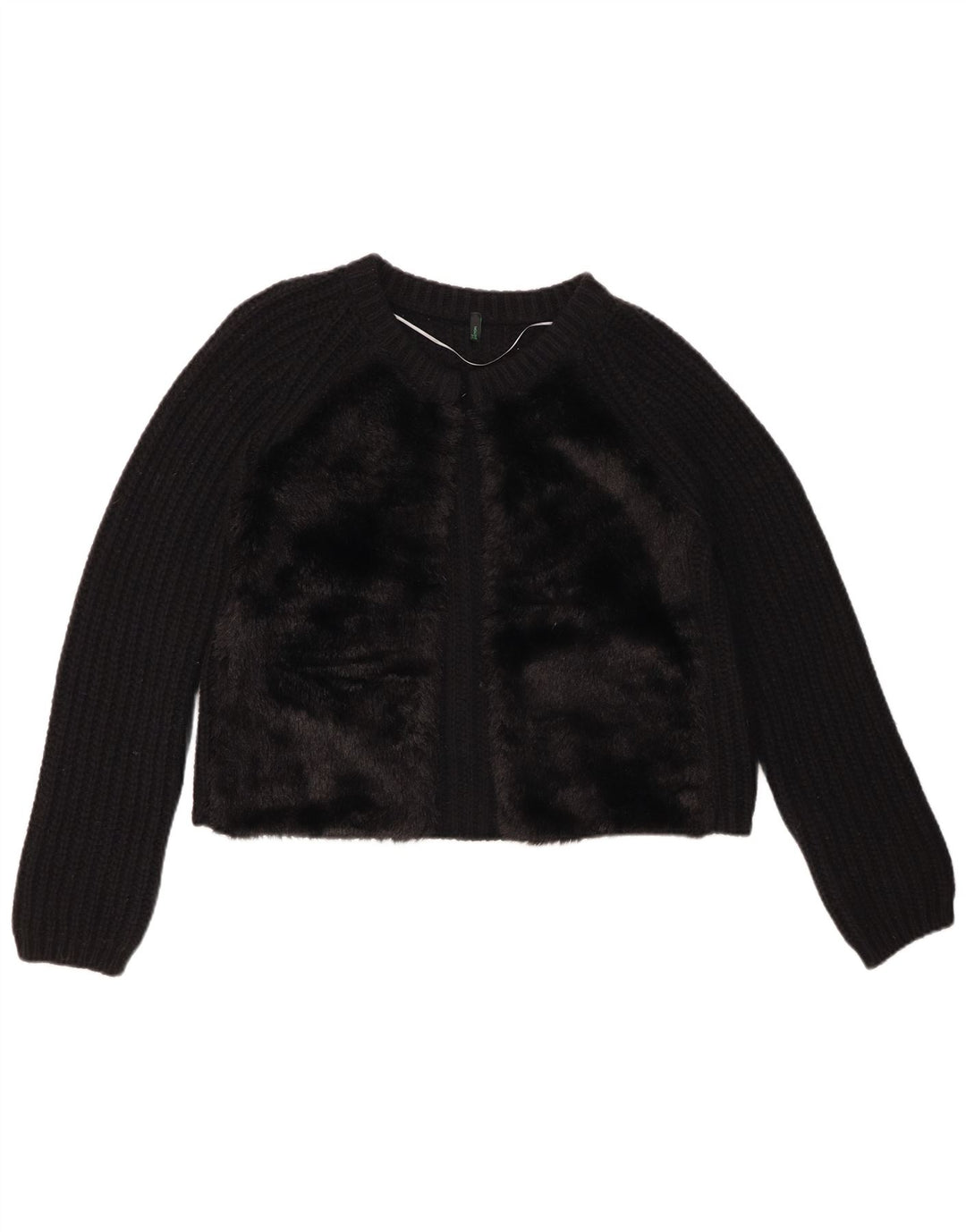 BENETTON Γυναικεία Ζακέτα Crop UK 10 Small Black Wool