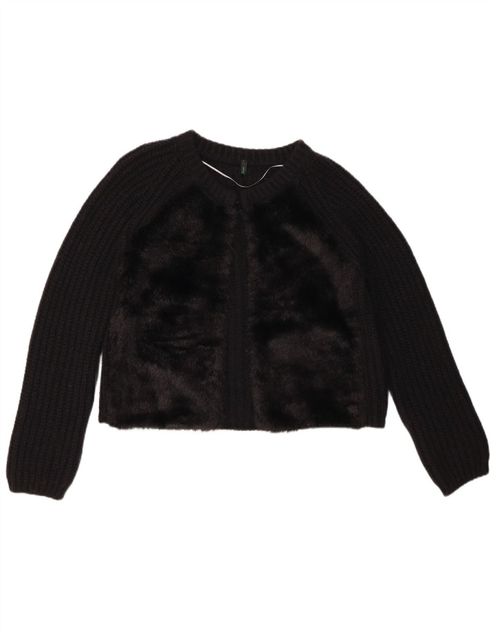 BENETTON Γυναικεία Ζακέτα Crop UK 10 Small Black Wool