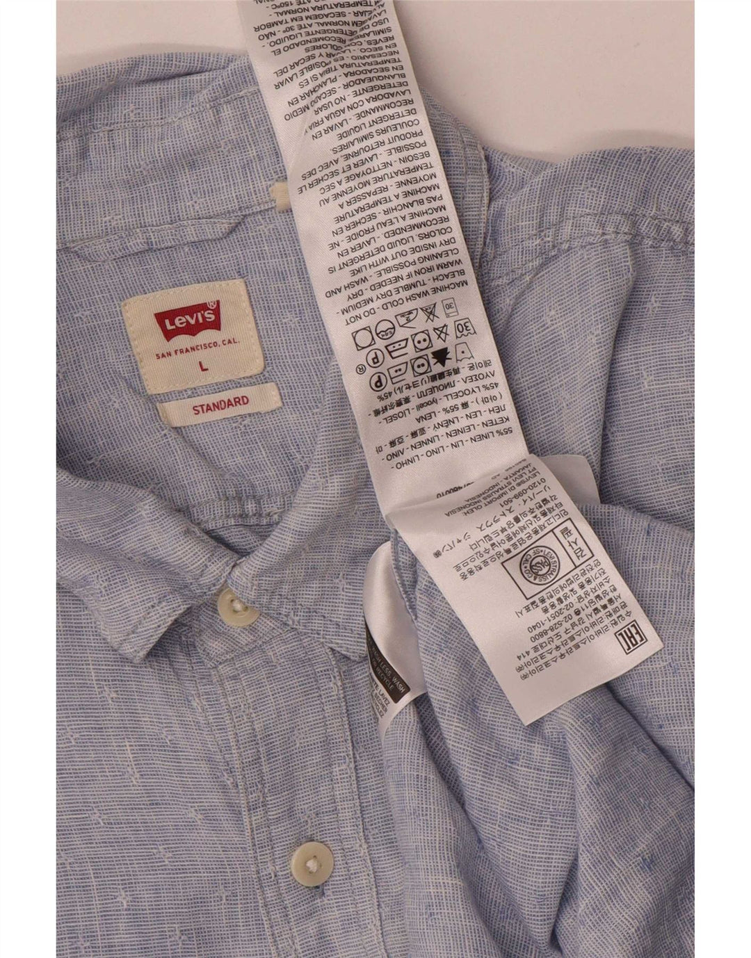 Ανδρικό πουκάμισο Levi's Standard μεγάλο μπλε λινό