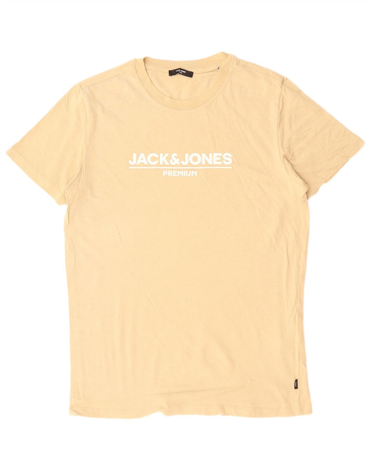 JACK & JONES Ανδρικό γραφικό T-Shirt Τοπ μεσαίο μπεζ βαμβακερό