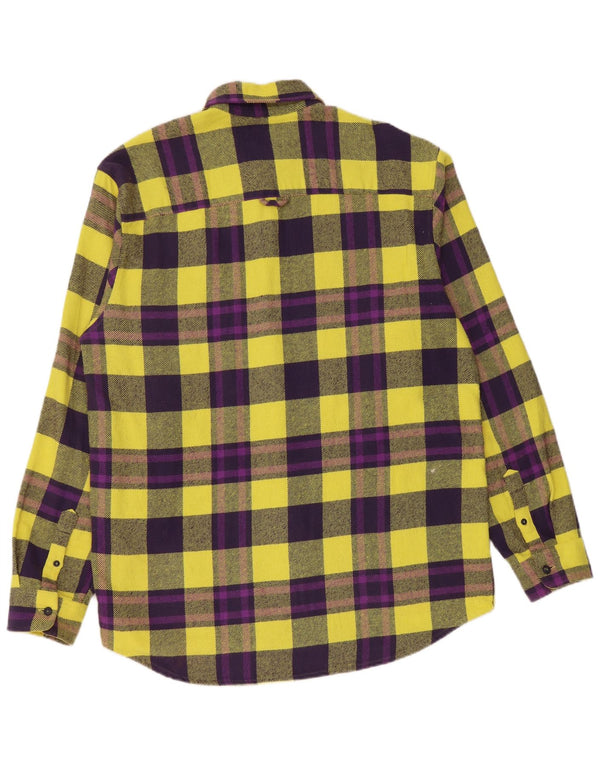 PULL & BEAR Mens Flannel Shirt Medium Yellow Check Cotton