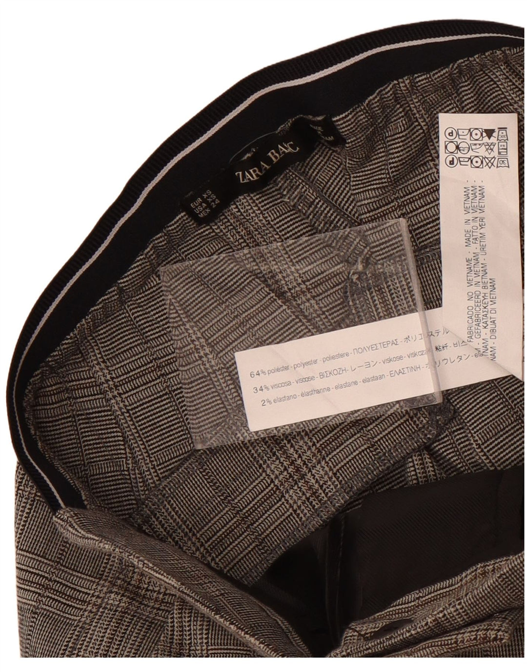 Zara Γυναικείο Slim Suit Παντελόνι XS W24 L27 Grey Check Polyester