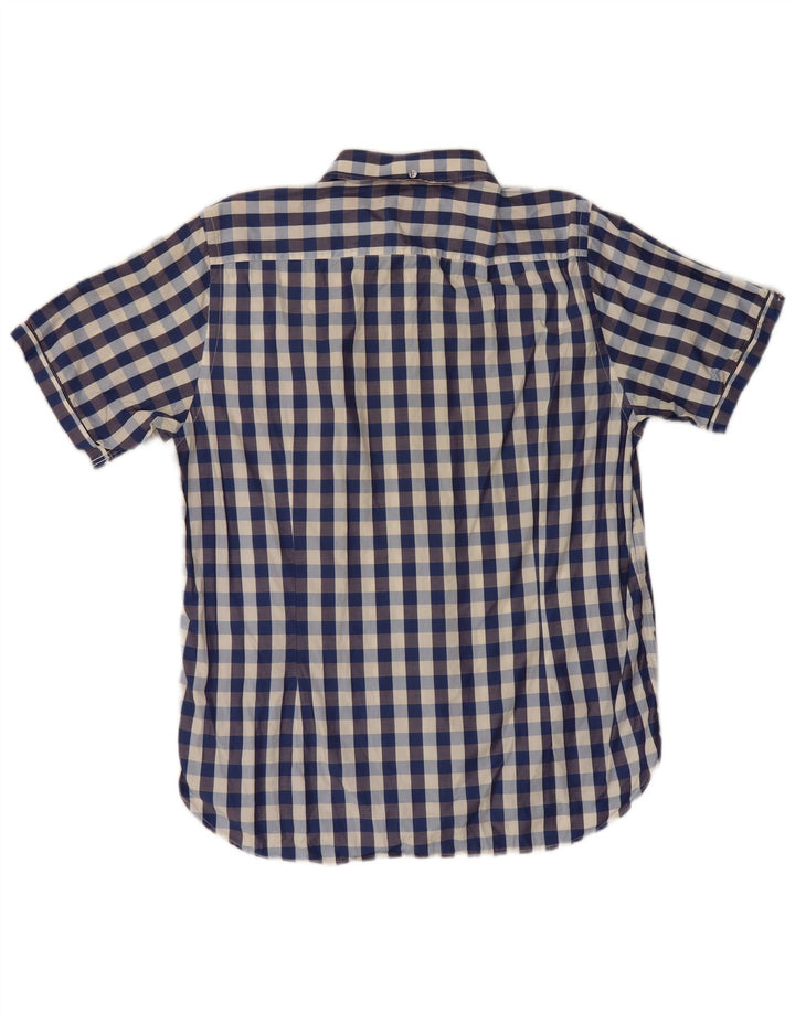 Ted Baker Ανδρικό κοντομάνικο πουκάμισο νούμερο 5 XL Navy Blue Check Cotton