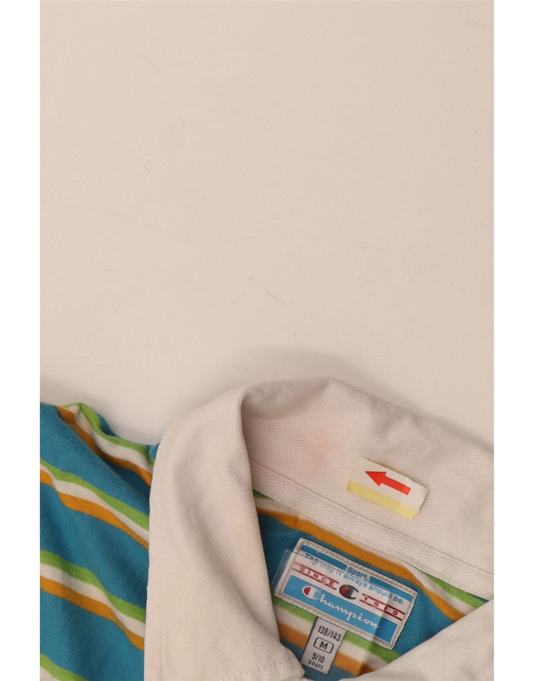 CHAMPION Γραφικό μπλουζάκι πόλο για αγόρια 9-10 ετών Μεσαίο μπλε ριγέ βαμβακερό