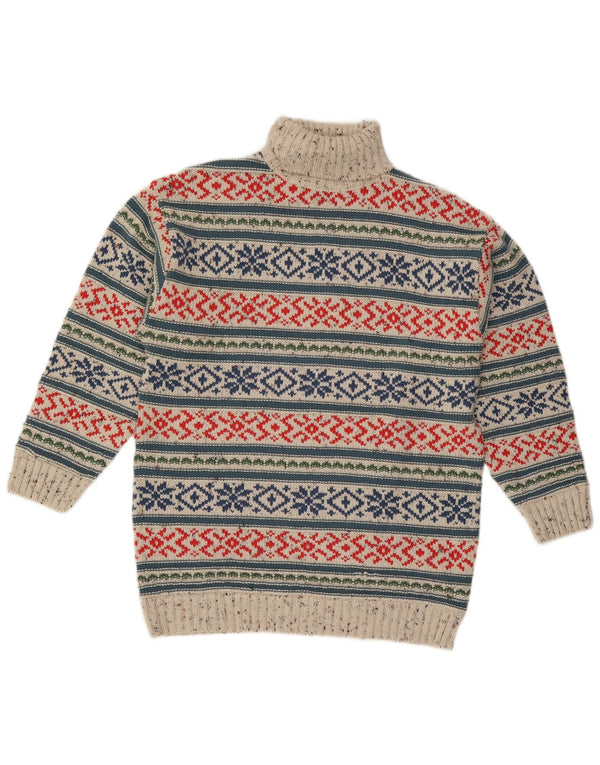 Ανδρικό πουλόβερ Trend Roll Neck Jumper Medium Grey Fair Isle Acrylic