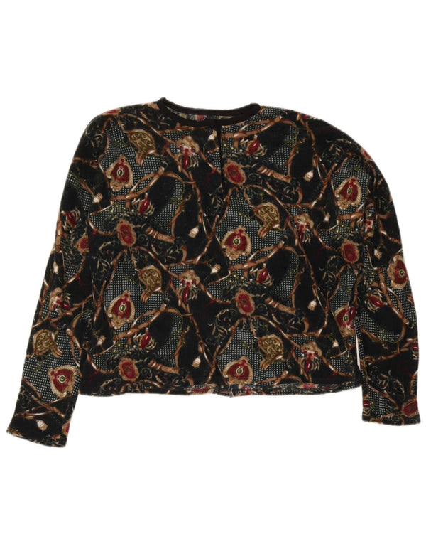 Vintage Γυναικείο Crop Graphic Top Μακρυμάνικο UK 16 Large Μαύρο