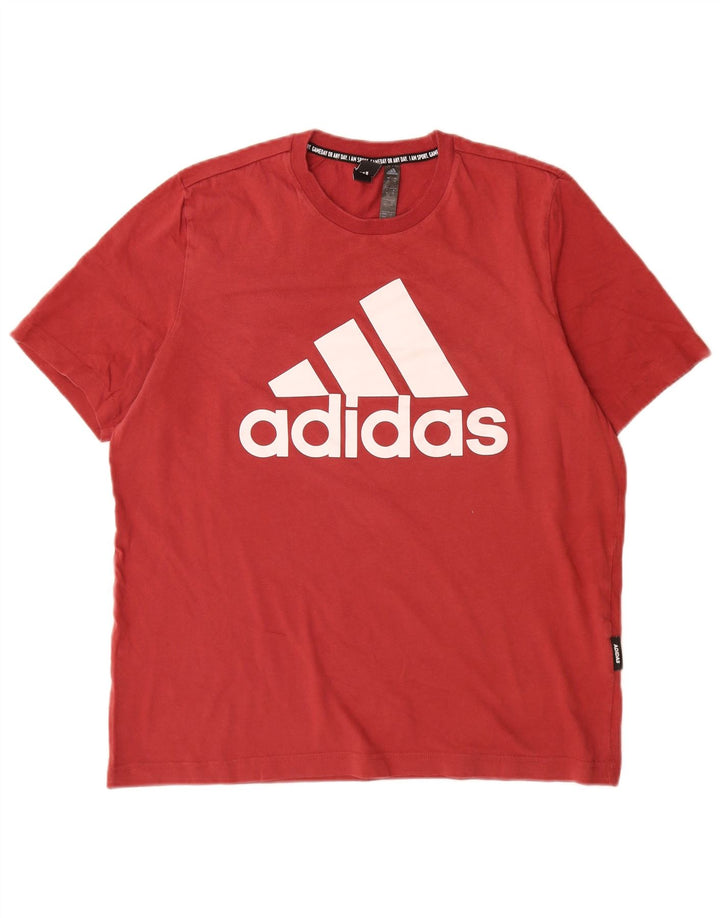 Ανδρικό γραφικό T-Shirt Adidas Top Μεσαίο κόκκινο βαμβακερό
