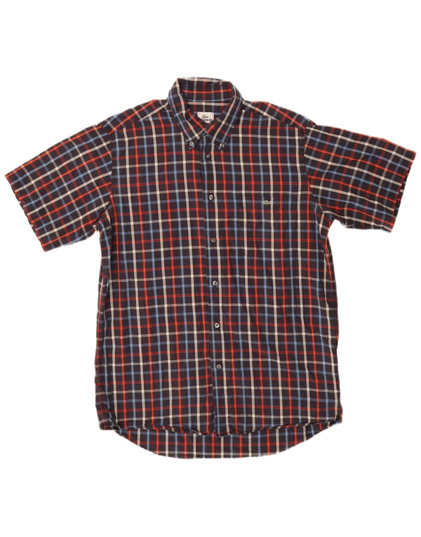 Ανδρικό κοντομάνικο πουκάμισο Lacoste νούμερο 40 Medium Navy Blue Check Cotton