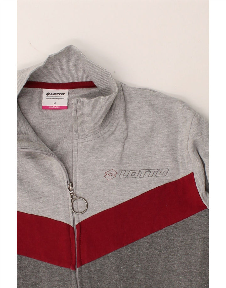 LOTTO Womens Tracksuit Top Jacket UK 14 Medium Grey Colourblock Cotton Vintage Lotto and Second-Hand Lotto from Messina Hembry 