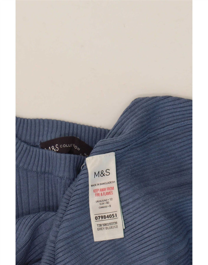 Marks & Spencer Γυναικείο πουλόβερ με λαιμόκοψη UK 12 μεσαία μπλε βισκόζη