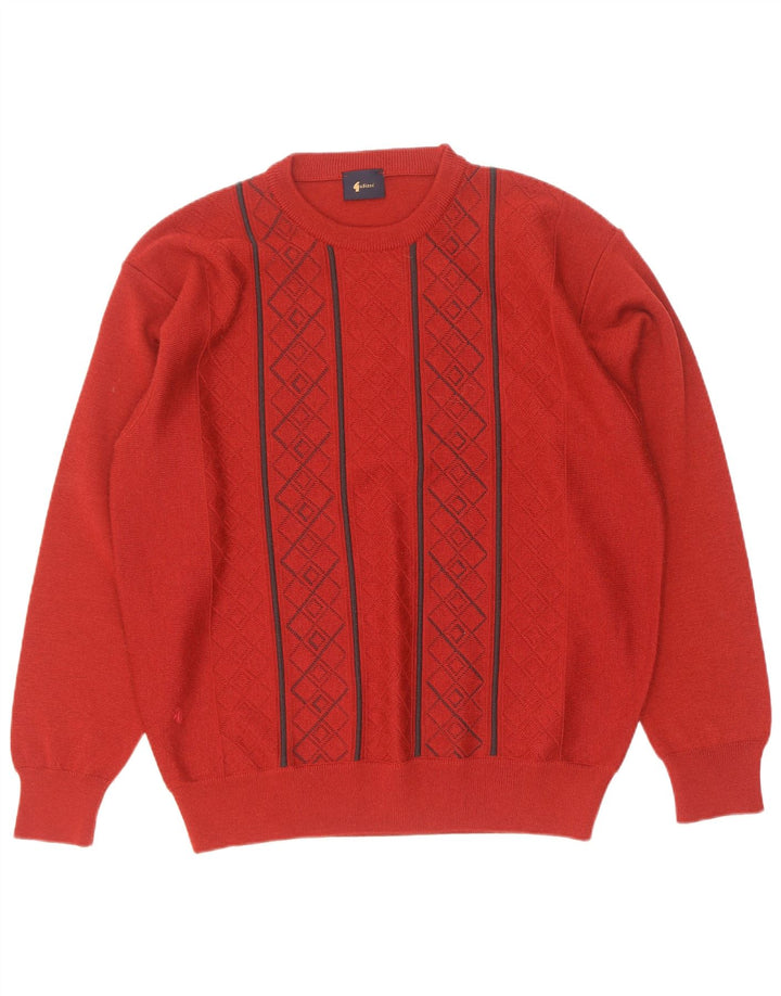 Ανδρικό πουλόβερ Gabicci Crew Neck Jumper Μεγάλο κόκκινο Argyle/Diamond Wool