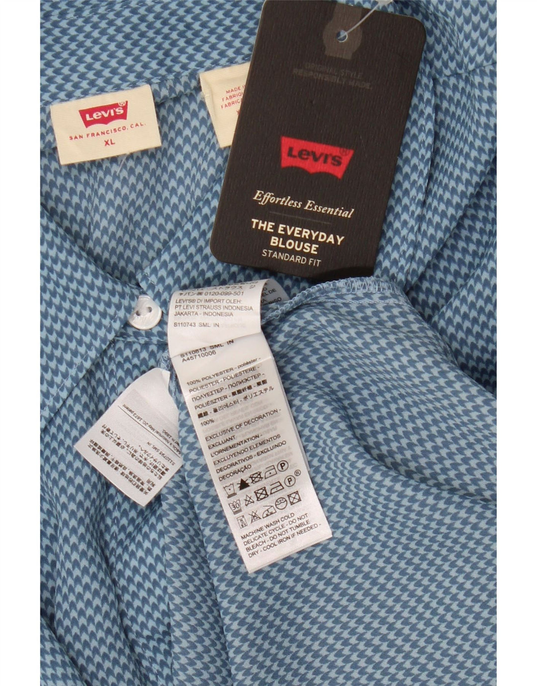 Γυναικείο πουκάμισο LEVI'S Oversized Standard Fit UK 18 XL Blue Houndstooth