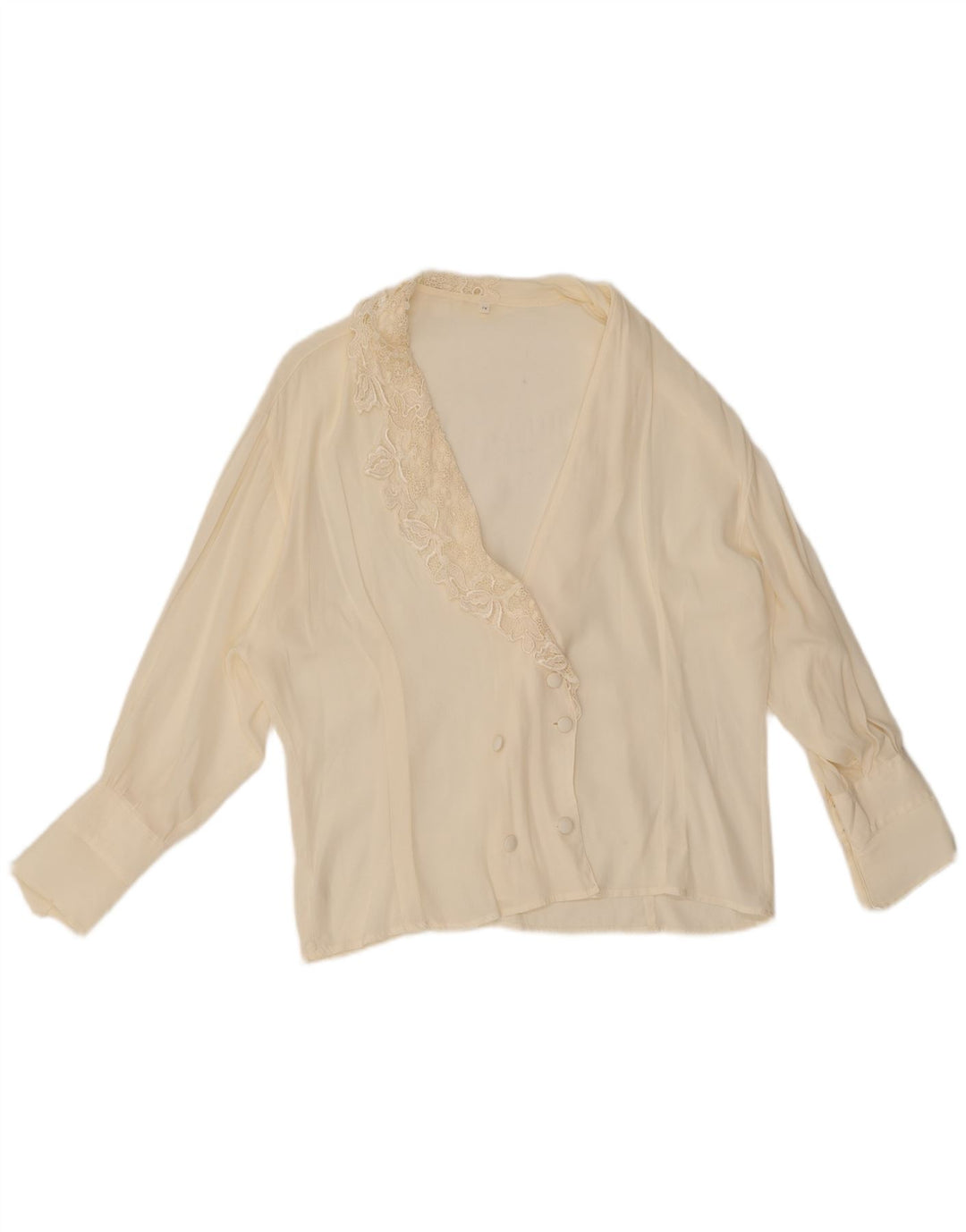 Vintage γυναικείο πουκάμισο μπλούζα UK 18 XL Off White Silk