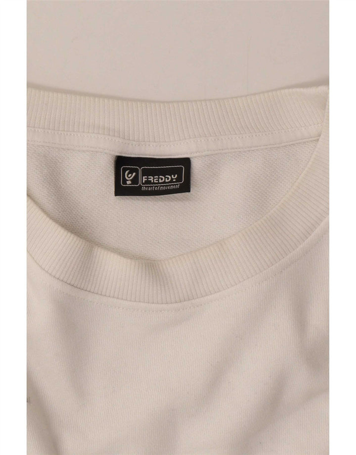 Freddy Womens Crop Oversized Φούτερ Jumper UK 14 Medium White