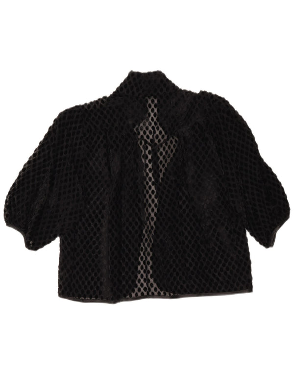 Vintage Γυναικείο See Through Bolero UK 14 Large Black Pot