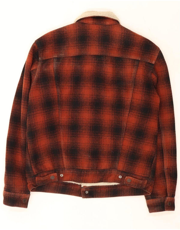 Levi's Mens Sherpa Jacket UK 38 Medium Red Check Polyester