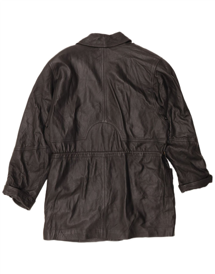 Vintage Γυναικείο Δερμάτινο Παλτό EU 44 XL Μαύρο Δερμάτινο