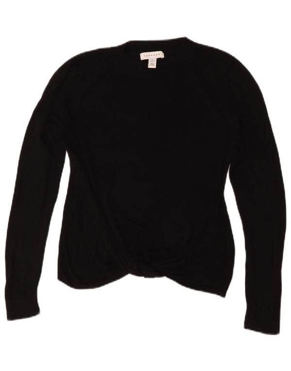 Topshop Womens Crop Oversized Top μακρυμάνικο UK 10 Μικρή μαύρη βισκόζη