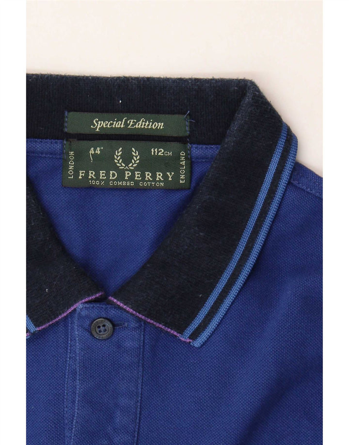 Fred Perry Ανδρικό μακρυμάνικο πουκάμισο πόλο με μεσαίο μπλε βαμβακερό ριγέ