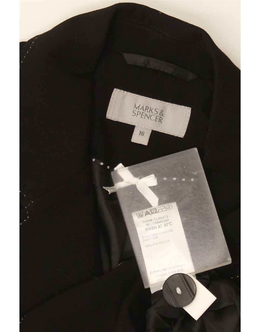 Marks & Spencer Γυναικείο μπλέιζερ με 3 κουμπιά μπουφάν UK 16 μεγάλο μαύρο πολυεστέρα