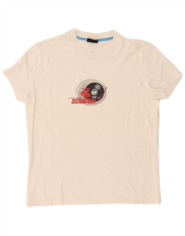 Lee Γυναικείο T-Shirt Top UK 16 μεγάλο λευκό βαμβακερό