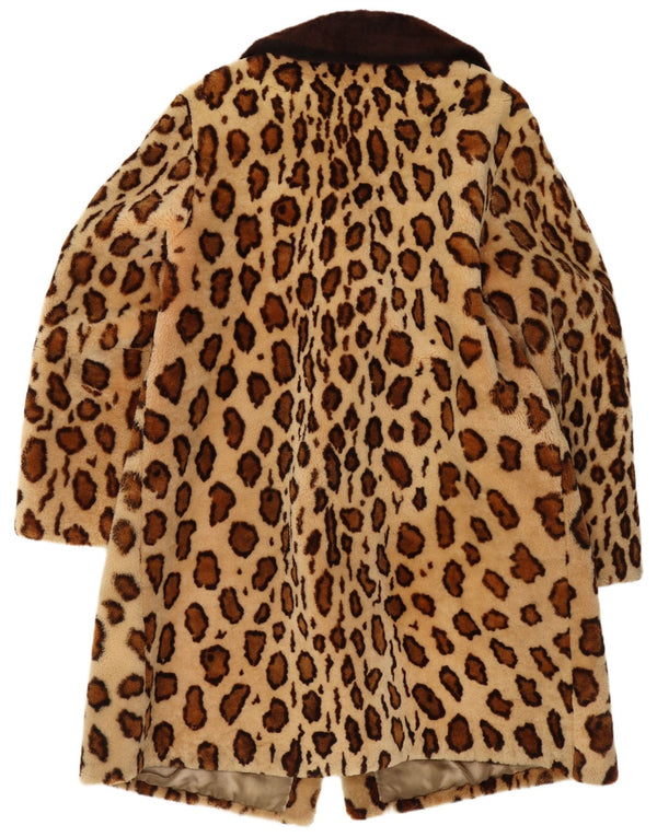 Vintage γυναικείο γούνινο παλτό UK 18 XL Beige Animal Print Real Fur