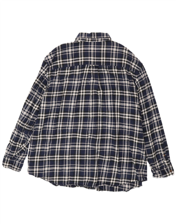 CHAPS Mens Grant Fit Flannel Shirt 2XL Navy Blue Check Cotton