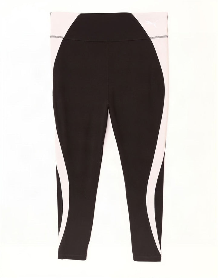 Puma Γυναικεία Crop leggings UK 16 Large Black Colourblock Polyester