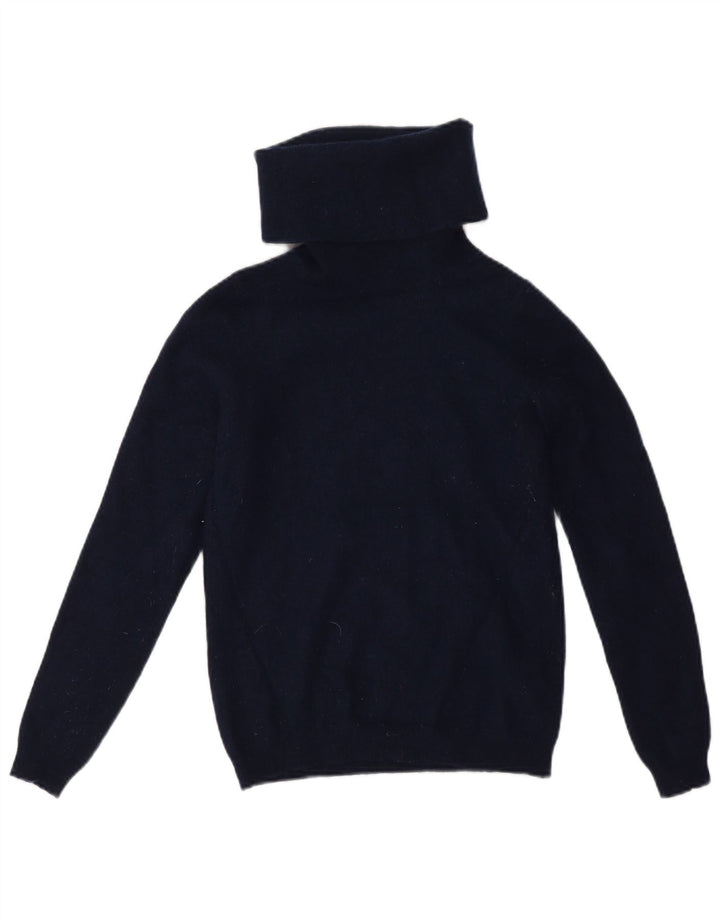 Γυναικείο πουλόβερ Jaeger Crop Roll Neck Jumper UK 10 Small Navy Blue Wool