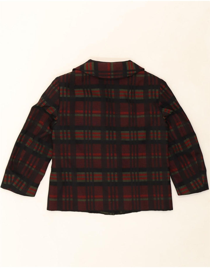 VINTAGE Womens 3 Button 3/4 Sleeve Blazer Jacket UK 12 Medium Red Check Vintage Vintage and Second-Hand Vintage from Messina Hembry 