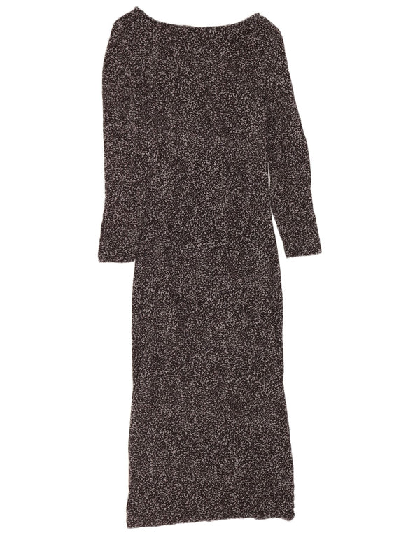 Oasis Womens Long Sleeve Bodycon Dress UK 6 XS Grey Animal Print Viscose
