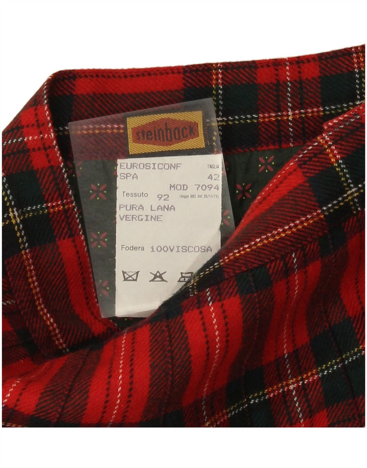 Steinbock Γυναικεία ψηλόμεση φούστα IT 42 Medium W26 Red Check Wool