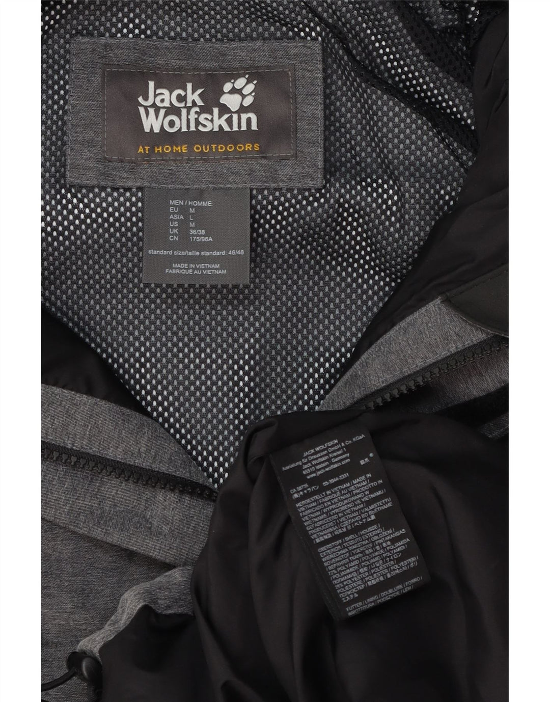 Jack Wolfskin Ανδρικό μπουφάν βροχής με κουκούλα UK 36/38 Medium Grey Polyamide