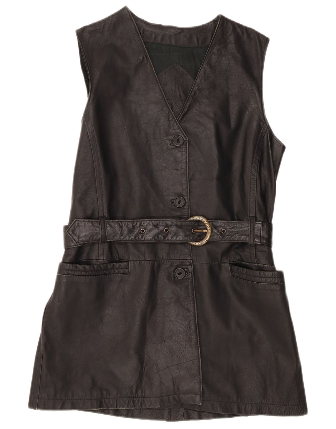 Oltremoda Γυναικείο Δερμάτινο Gilet IT 42 Medium Black Leather