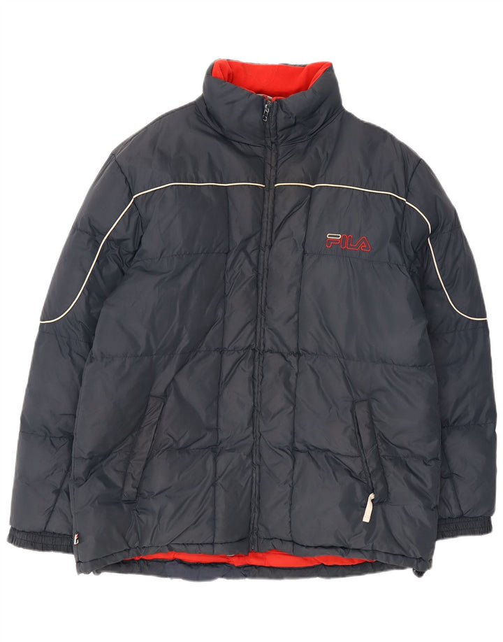 Fila Ανδρικό γραφικό μπουφάν με επένδυση UK 38 Medium Navy Blue Nylon
