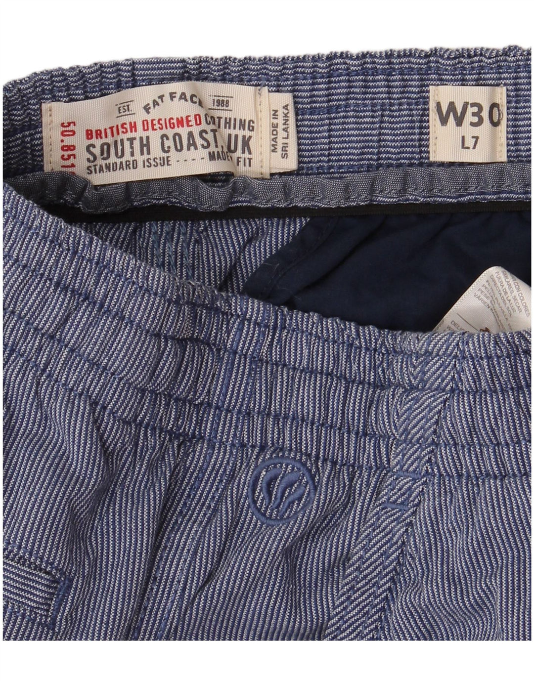 FAT FACE Ανδρικό σορτς Chino W30 Βαμβακερό μεσαίο μπλε με ρίγες