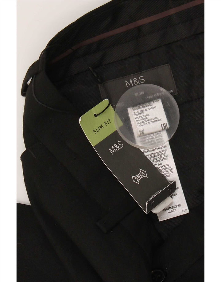 Marks & Spencer Ανδρικό παντελόνι Chino Slim Fit W32 L31 Μαύρο πολυεστέρα
