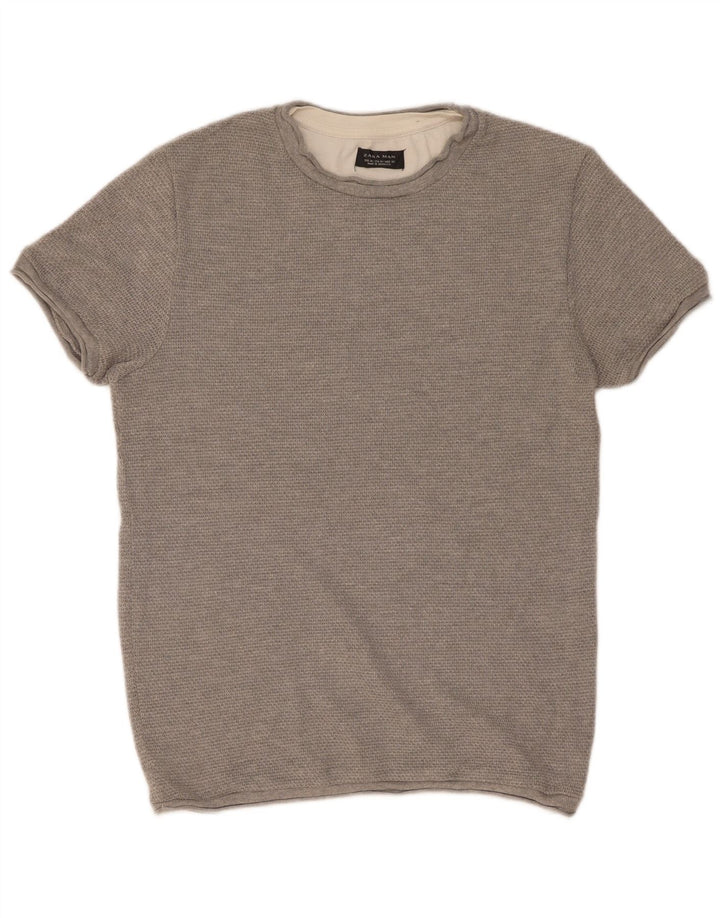 Ανδρικό T-Shirt Zara Τοπ μεσαίο γκρι βαμβακερό