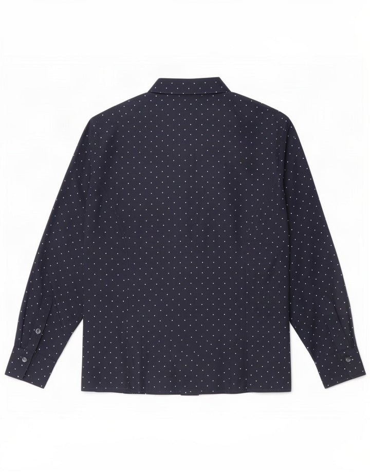 Vintage γυναικείο πουκάμισο UK 14 Medium Navy Blue Spotted