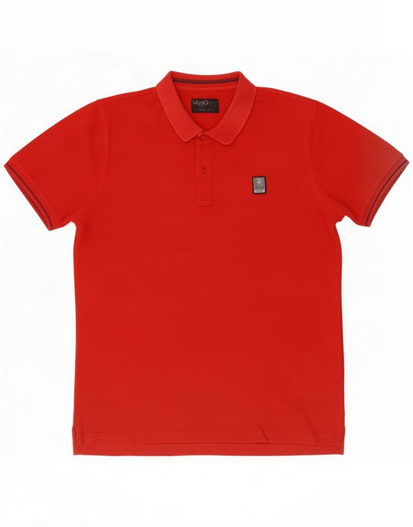 Liu Jo Mens Slim Fit Polo Shirt μεγάλο κόκκινο βαμβακερό