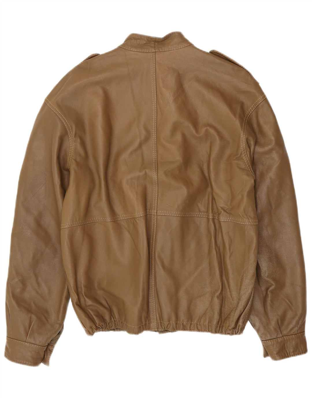 VINTAGE Mens Military Leather Jacket IT 50 Large Brown Leather