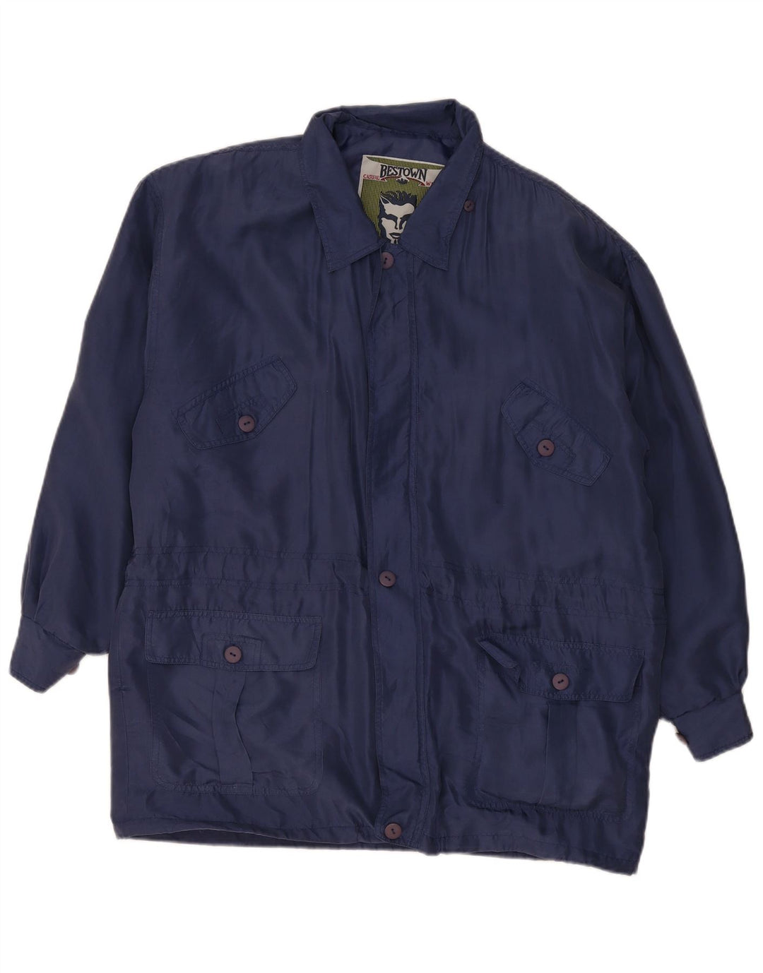 Vintage Ανδρικό Loose Fit Utility Jacket UK 36 Small Blue Silk