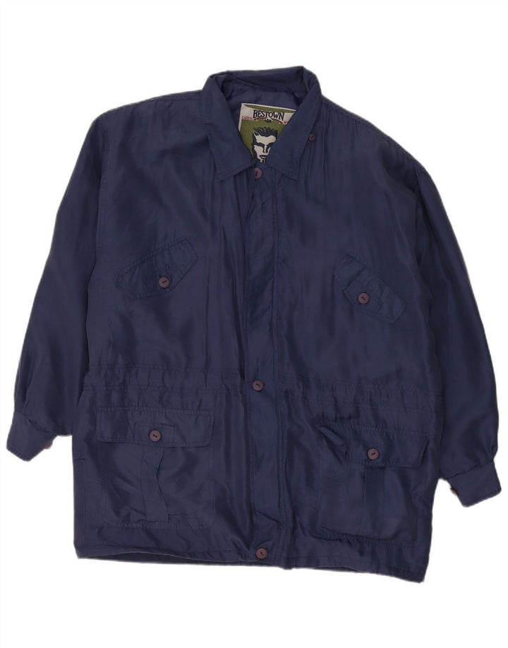Vintage Ανδρικό Loose Fit Utility Jacket UK 36 Small Blue Silk