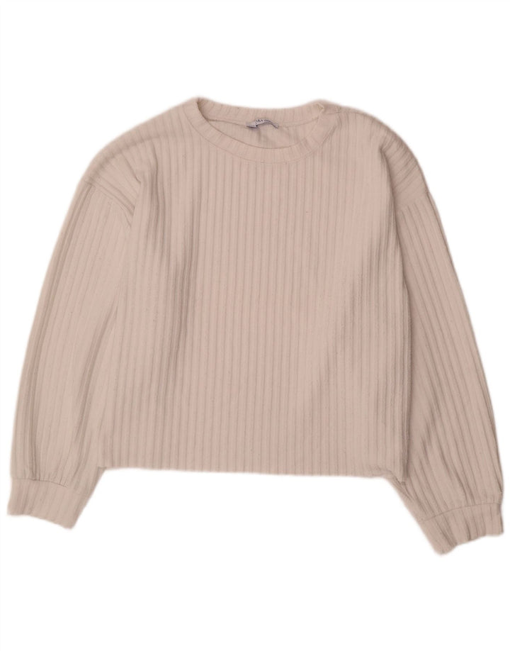 Zara Γυναικείο Trafaluc Oversized Top μακρυμάνικο UK 16 μεγάλο λευκό πολυεστέρας