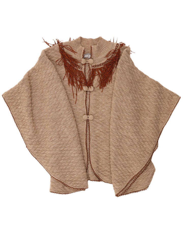 ONYX Γυναικείο Poncho Jumper One Size Μπεζ μαλλί
